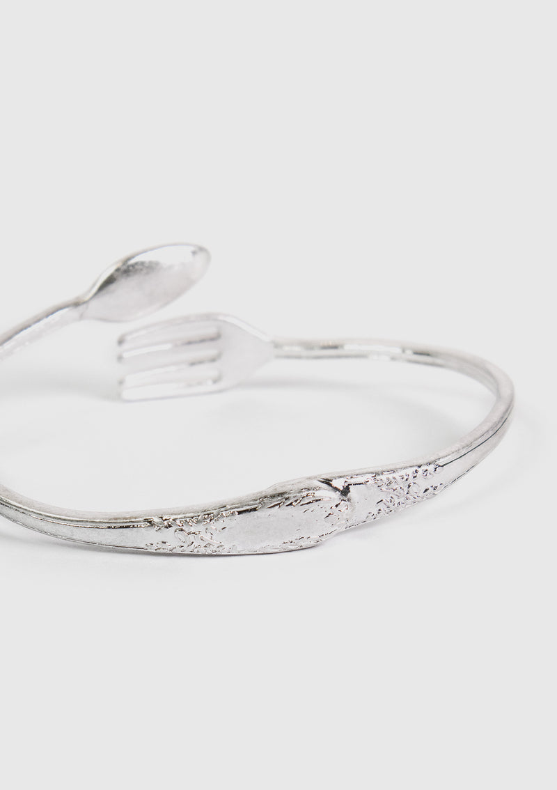 Fork & Spoon Wrap Bangle in Silver