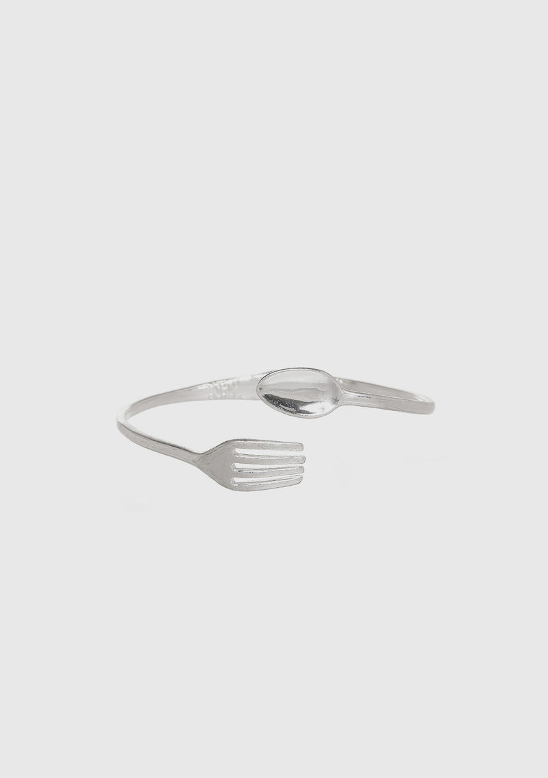 Fork & Spoon Wrap Bangle in Silver