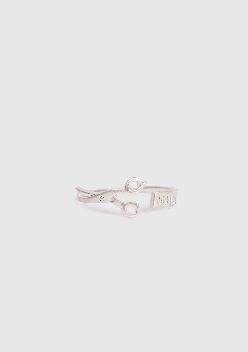 Scissors x Comb Motif Ring in Silver