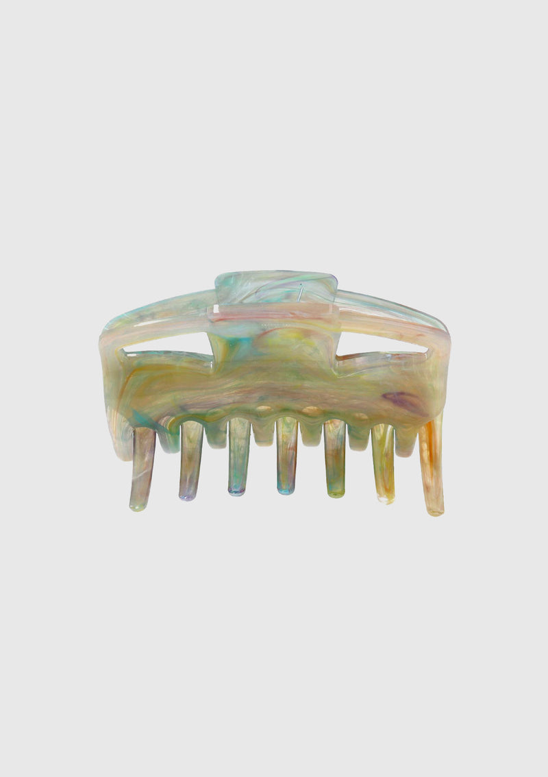 Marbled Resin Hair Claw in Green
