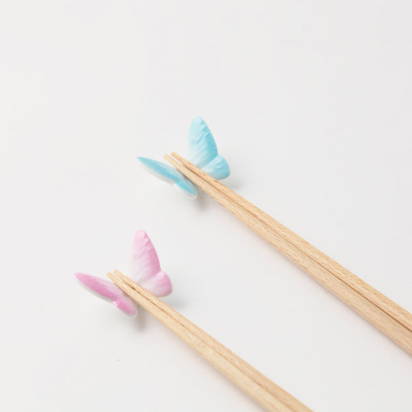 BUTTERFLY Rest & Chopsticks 4-Piece Set in Blue & Pink