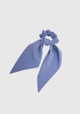 Chiffon Scarf Scrunchie With Long Bow in Blue