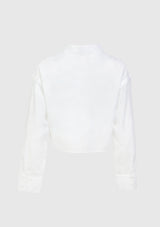 Multi-Way Detachable Sleeve Cropped Shirt in Off White
