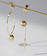 YAJIROBEE Asymmetric Ellipse & Sphere Mobile Earrings in Gold