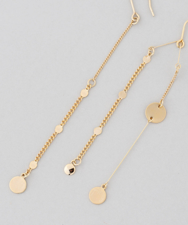 YAJIROBEE Asymmetric Round Charm & Chain Mobile Earrings in Gold