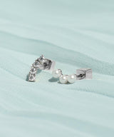 Asymmetric Bijou & Pearl Earrings in Silver