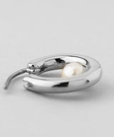 Hinged Hoop Earrings with Pearls in Silver