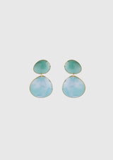 Rounded Marbled Motif Earrings in Blue