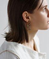 Asymmetric Marbled Loop Earrings in Grey