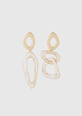 Asymmetric Marbled Loop Earrings in White