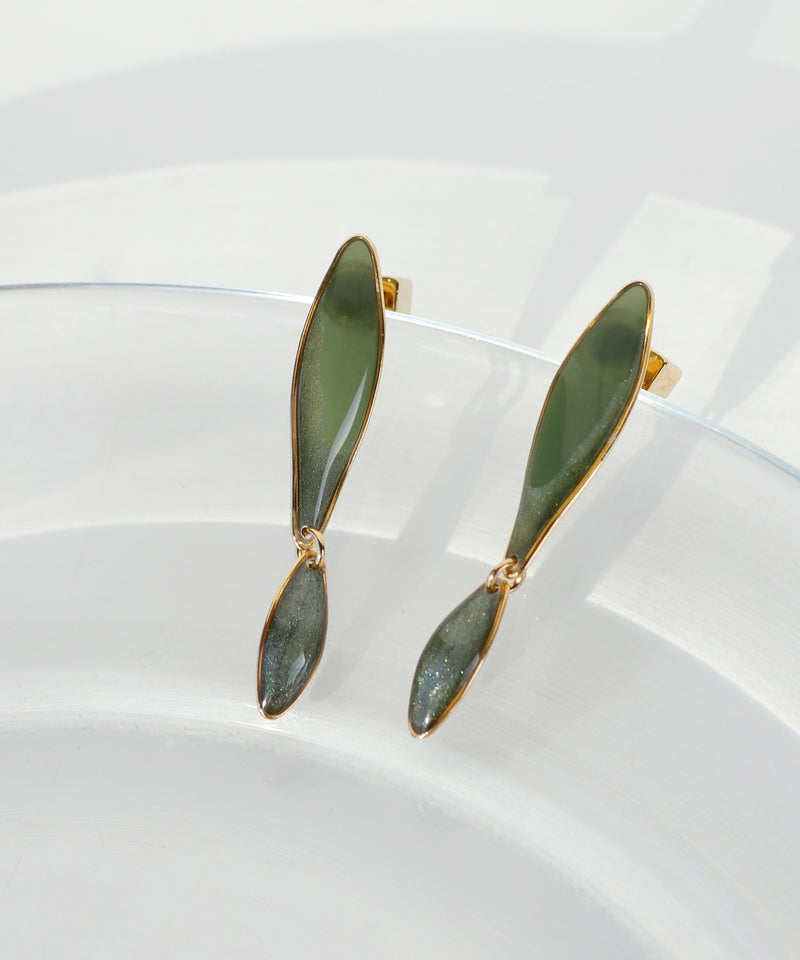Bi-Colour Resin Earrings in Green