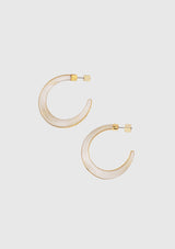 Marbled Clear C-Hoop Earrings in Ivory