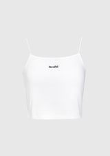 Logo Embroidery Cropped Boxy Camisole in White