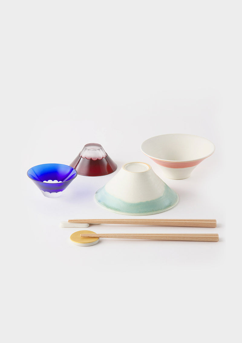 FUJI BAKO Tableware & Edo Kiriko Sake Cup Set in Multi