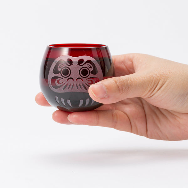 DARUMA Overlay Glass Sake Cup in Red