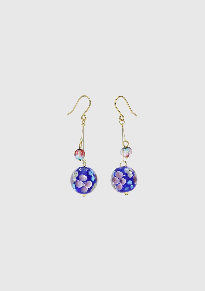 Cloisonne Dangling Hook Earrings in Blue Multi