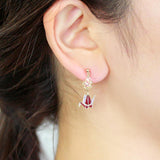 Sakura x Origami Motif Asymmetric Clip-On Earrings in Pink Gold x Quartz
