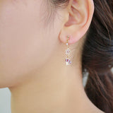Sakura x Origami Motif Asymmetric Clip-On Earrings in Pink Gold x Quartz