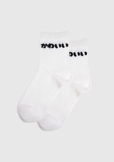 KAWAII Slogan Motif Short Socks in White x Black