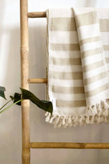 KOH RONG Handwoven Blanket in White/Beige