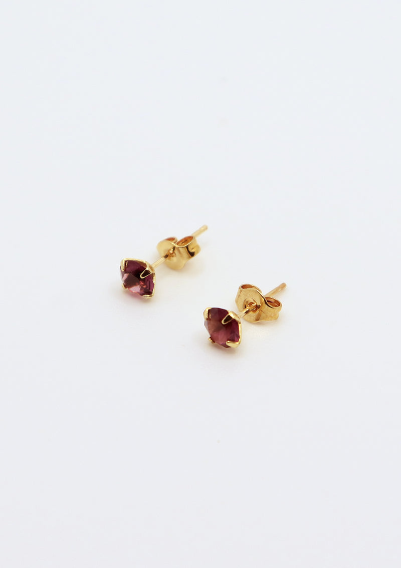 Classic 18K Gold-Plated Gemstone Stud Earrings in Purple