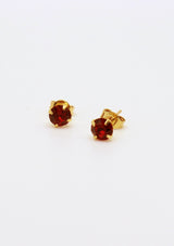 Classic 18K Gold-Plated Gemstone Stud Earrings in Wine