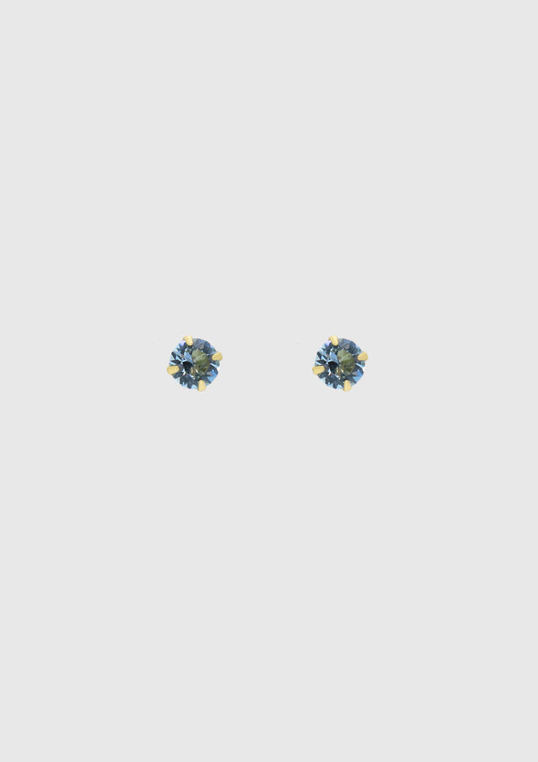 Classic 18K Gold-Plated Gemstone Stud Earrings in Light Blue