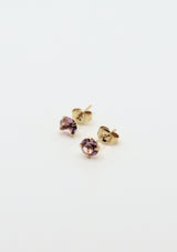 Classic 18K Gold-Plated Gemstone Stud Earrings in Light Purple
