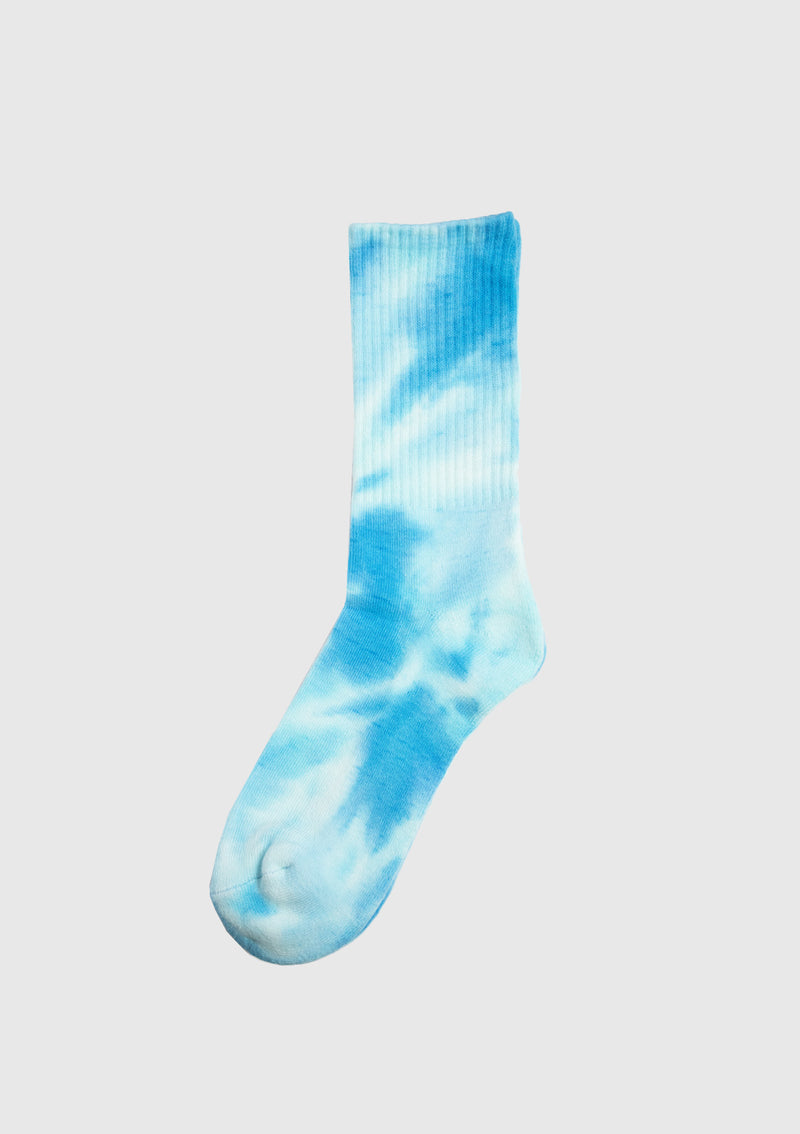Marble Tie-Dye Crew Socks in Blue Multi