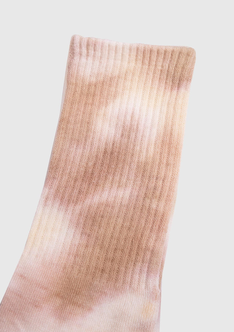 Marble Tie-Dye Crew Socks in Brown Multi