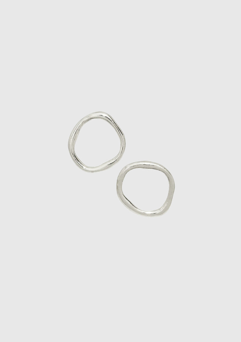 Organic Loop Clip-On Earrings in Silver