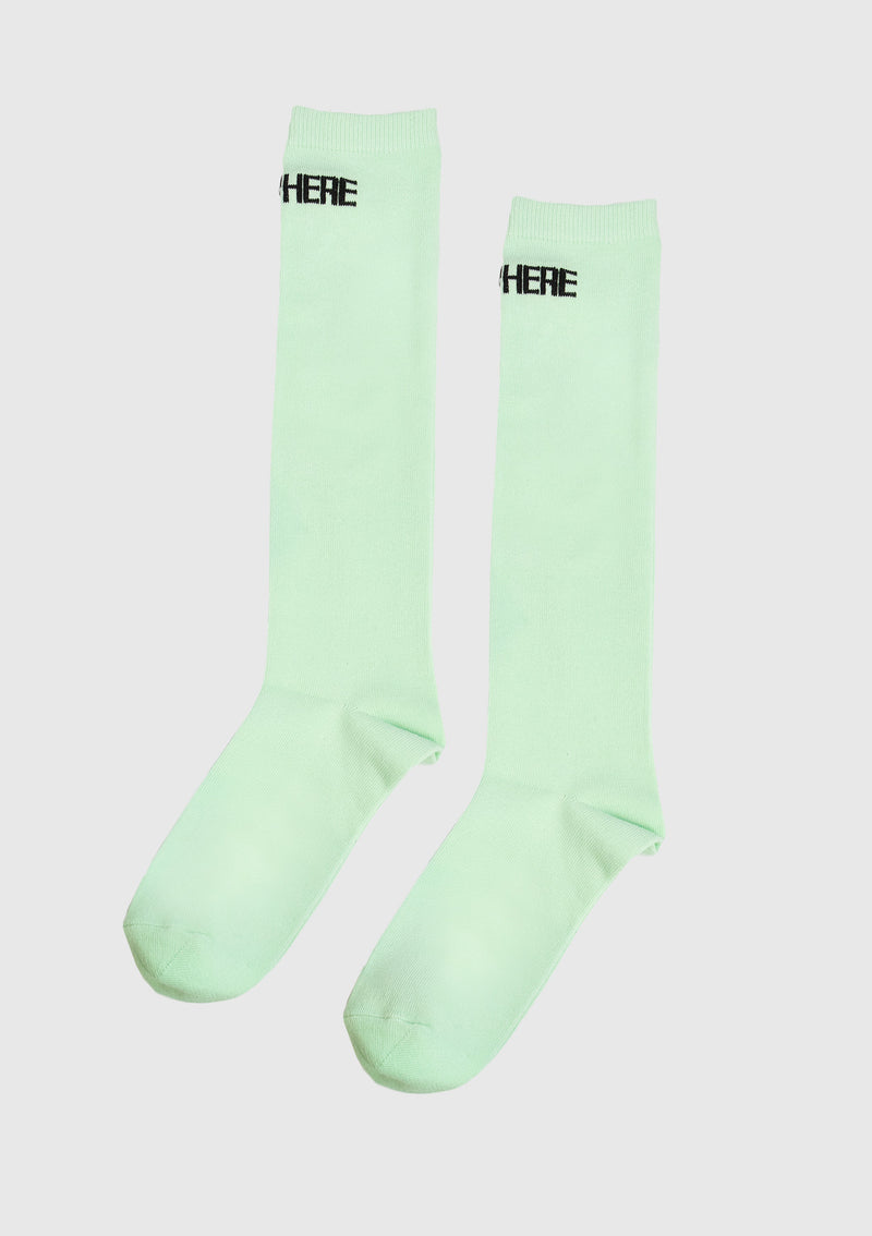 NOWHERE Logo Long Socks in Light Green