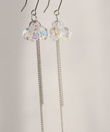 Czech Glass x Chain Earrings in Silver