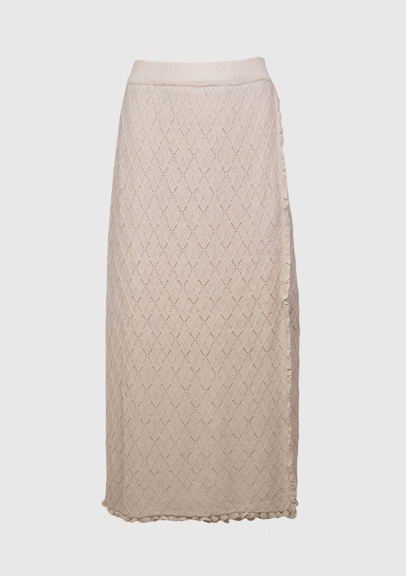 Lacework Knit Wrap Style Skirt in Ivory