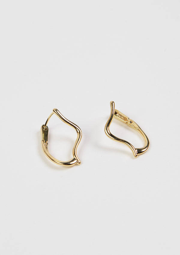 Organic Wave Hinge-Style Earrings in Gold