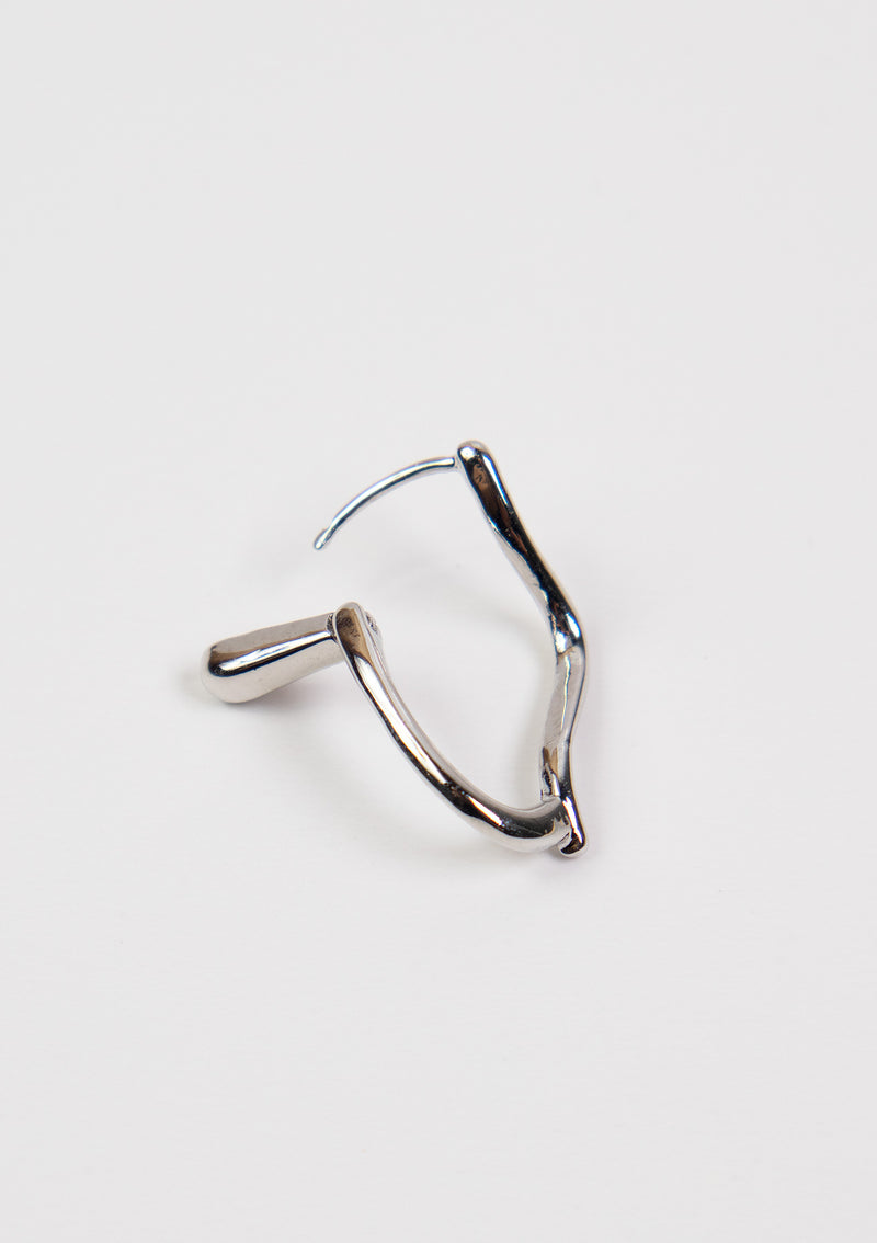 Organic Wave Hinge-Style Earrings in Silver