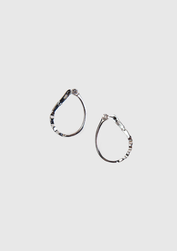Textured Strand Hinge-Style Earrings with Diamante in Silver