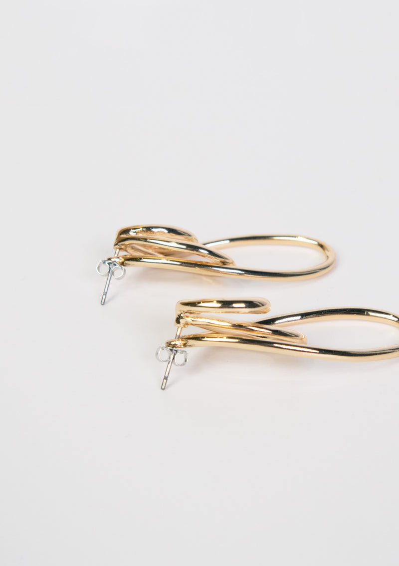 Multi-Way Layered Triple-Loop Earrings in Gold