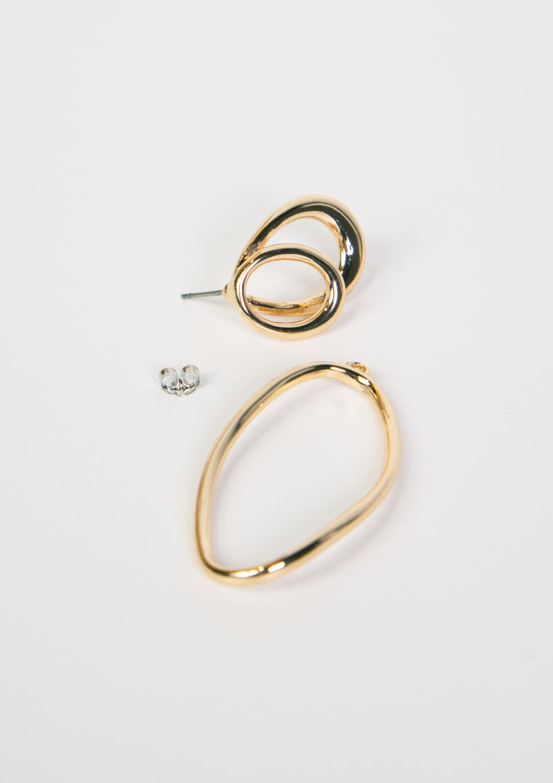 Multi-Way Layered Triple-Loop Earrings in Gold