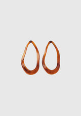 Organic Wavey Tear-Drop Earrings in Brown