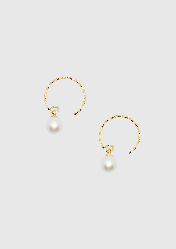 Pearl Textured C-Hook Earrings in Gold