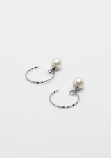 Pearl Textured C-Hook Earrings in Silver