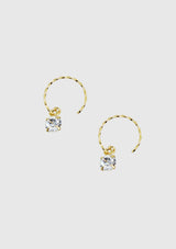 Crystal Textured C-Hook Earrings in Gold