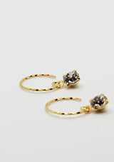 Crystal Textured C-Hook Earrings in Gold