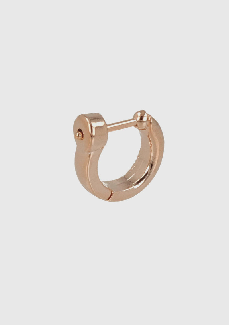 Mixed Texture Hinged D-Hoop Earrings in Pink Gold