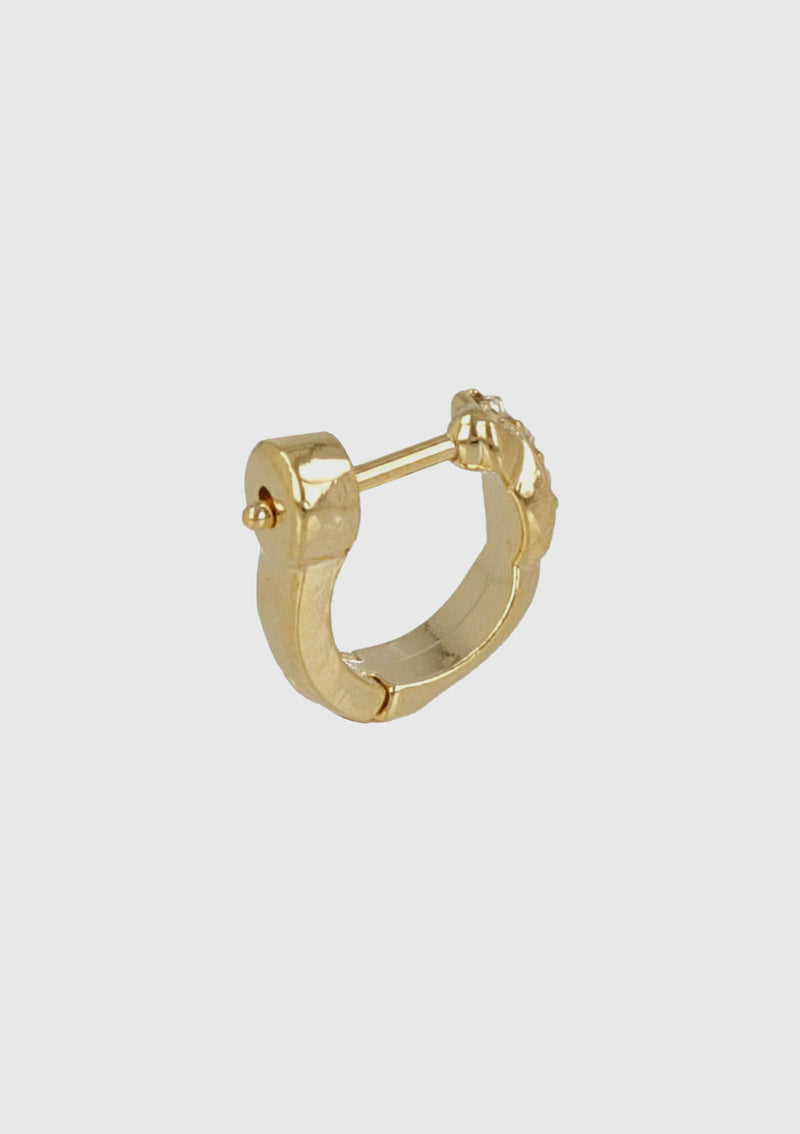Embellished Twisted D-Hoop Earrings in Gold