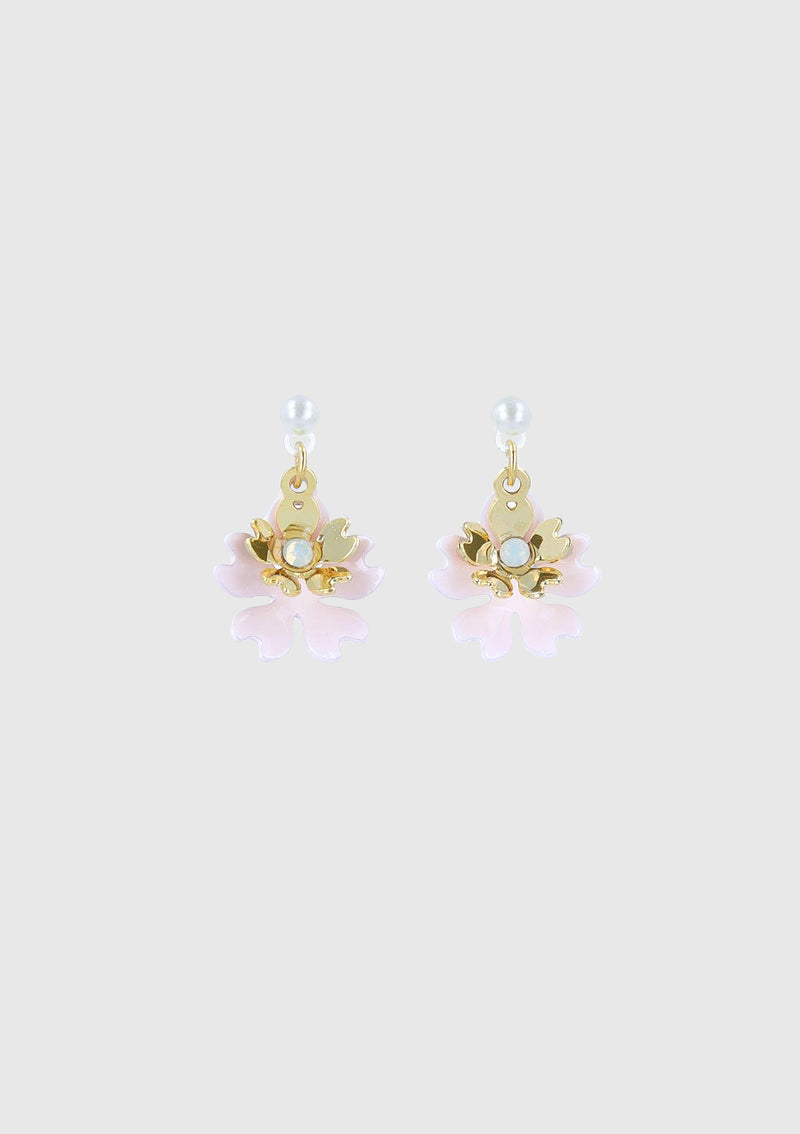 Sakura Layered Charm Earrings in Pink