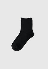Rib-Knit Short Socks in Black