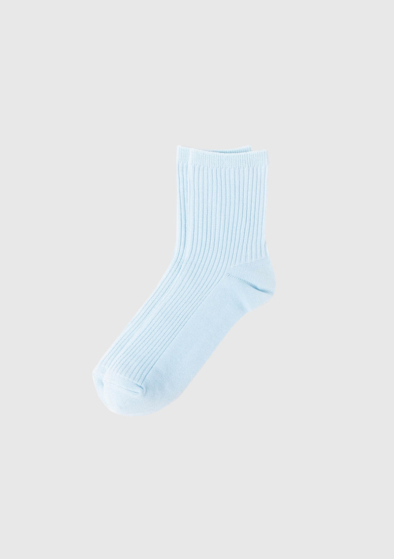Rib-Knit Short Socks in Light Blue