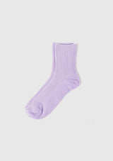 Rib-Knit Short Socks in Light Purple